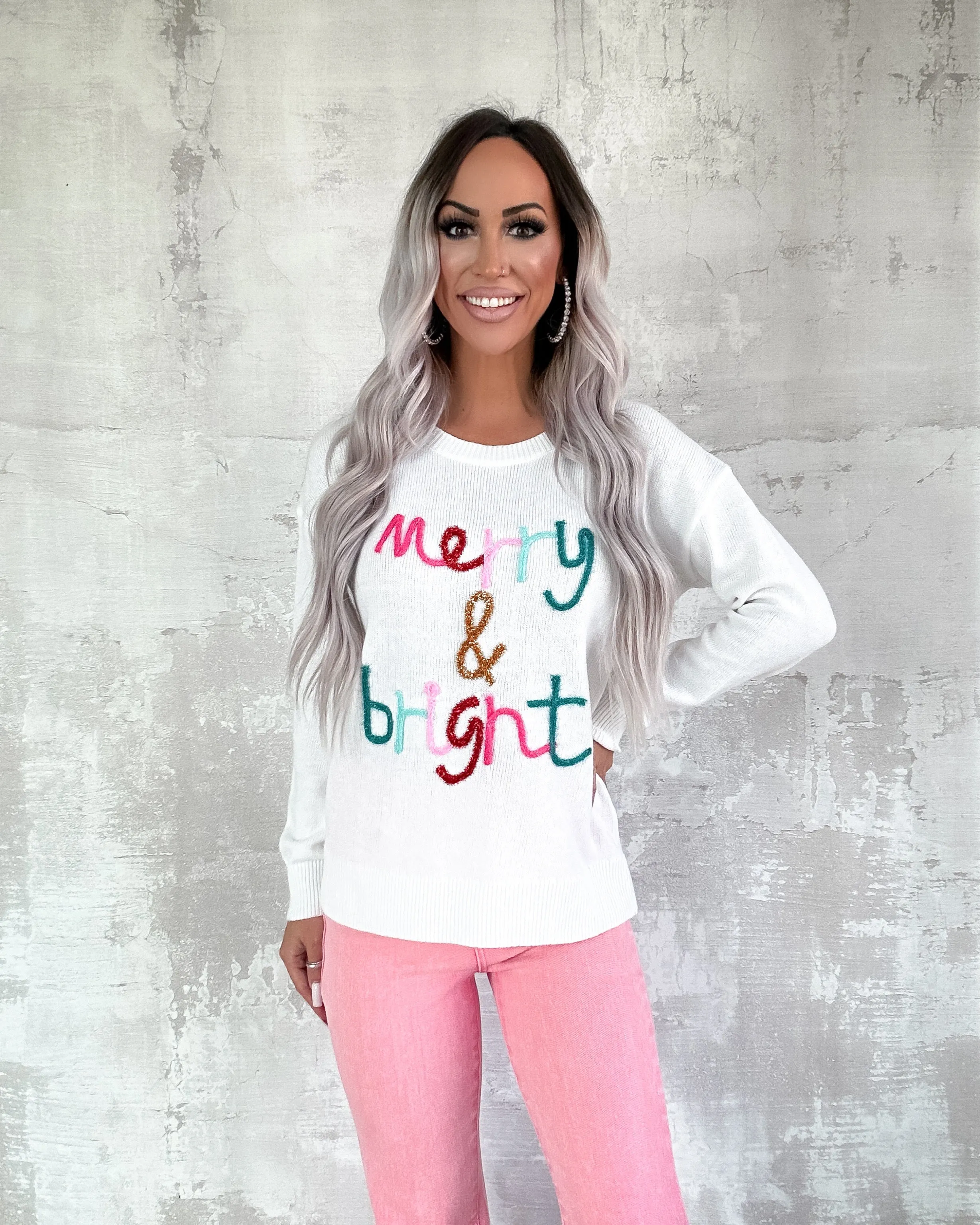 Merry & Bright Sweater - White