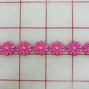 Non-Metallic Trim - 1/2-inch Venise Lace Flower Trim Pink