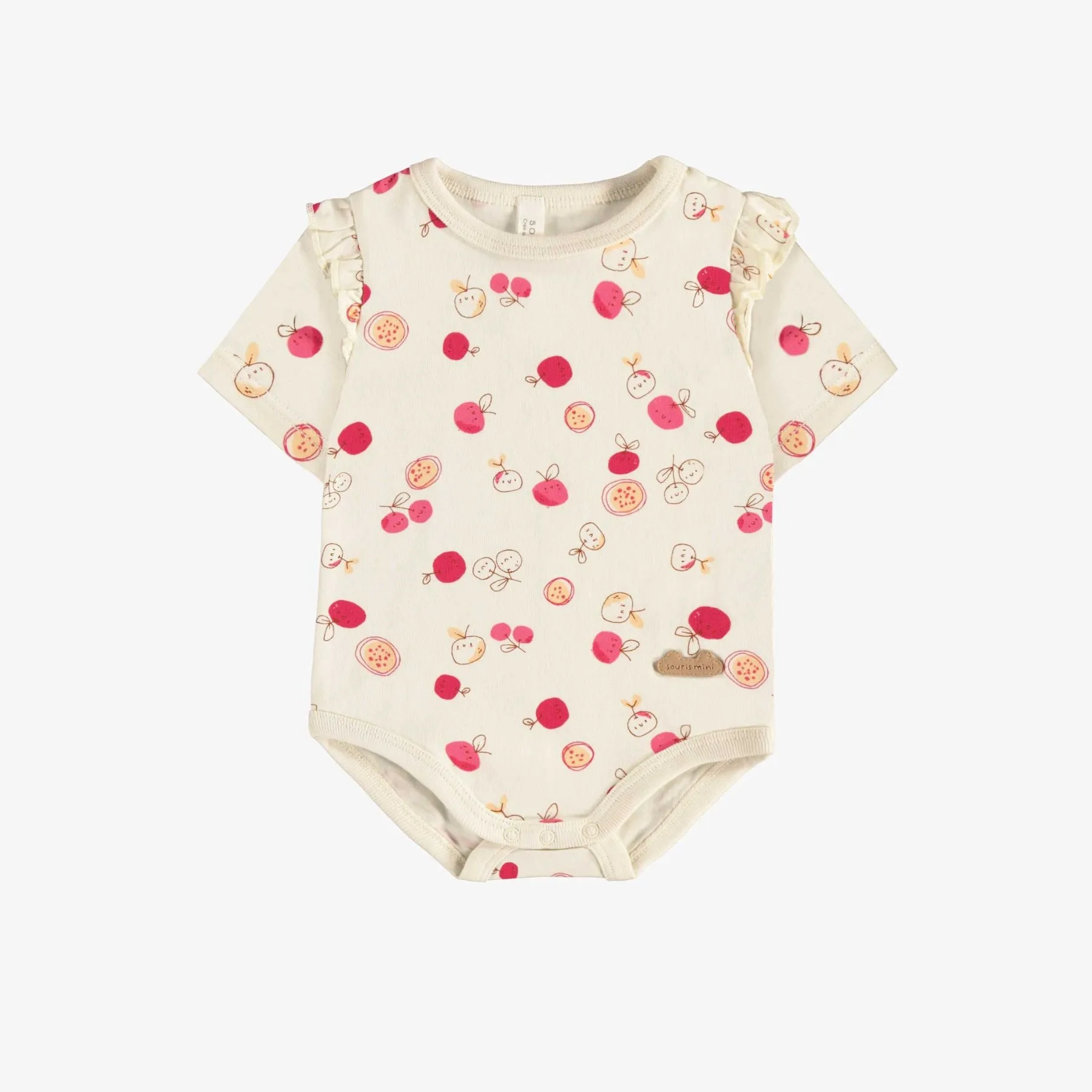 Organic Cotton Bodysuit, Pink Cherries