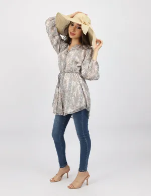 Paisley Print Button Up Blouse