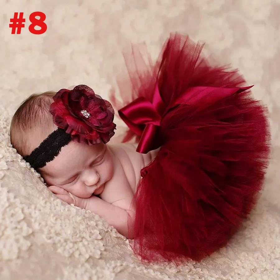 Princess Cranberry Tutu with Vintage Headband Newborn Photography Prop Tutu Skirt Baby Shower Gift TS078