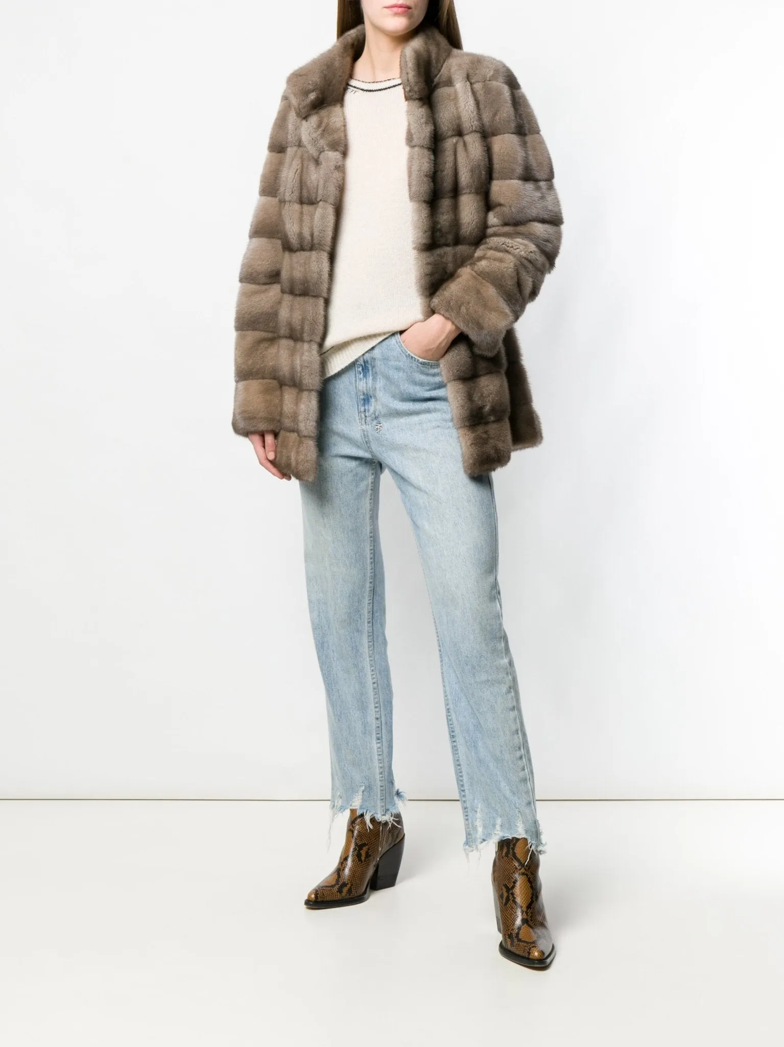 "VALENCIA" Mink Coat with Collar Short