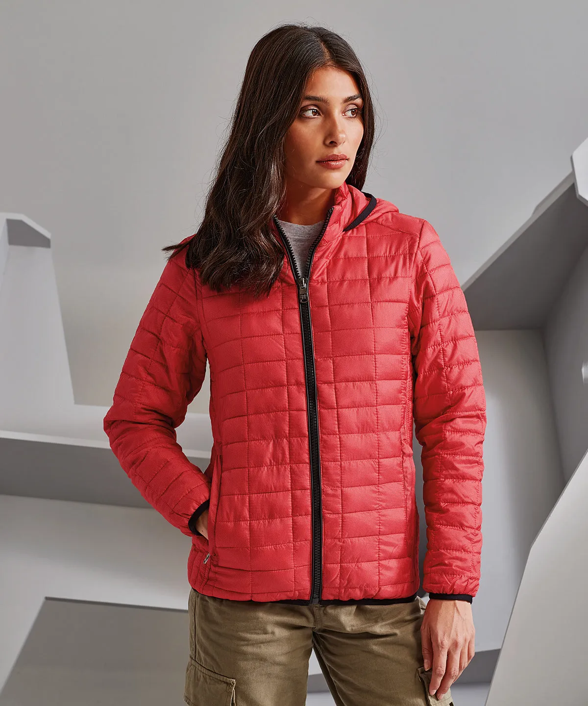 Red - Women's honeycomb hooded jacket