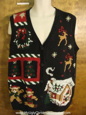 Reindeer and Bears Festive Christmas Sweater Vest