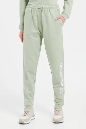 Senior Boys Green Printed Track Pants