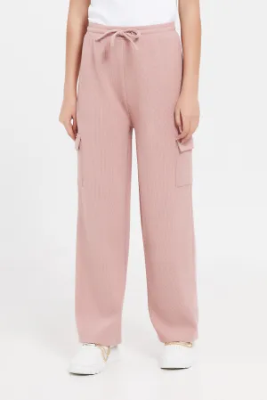 Senior Girls Pink Wide leg Pants With Cargo Pocket