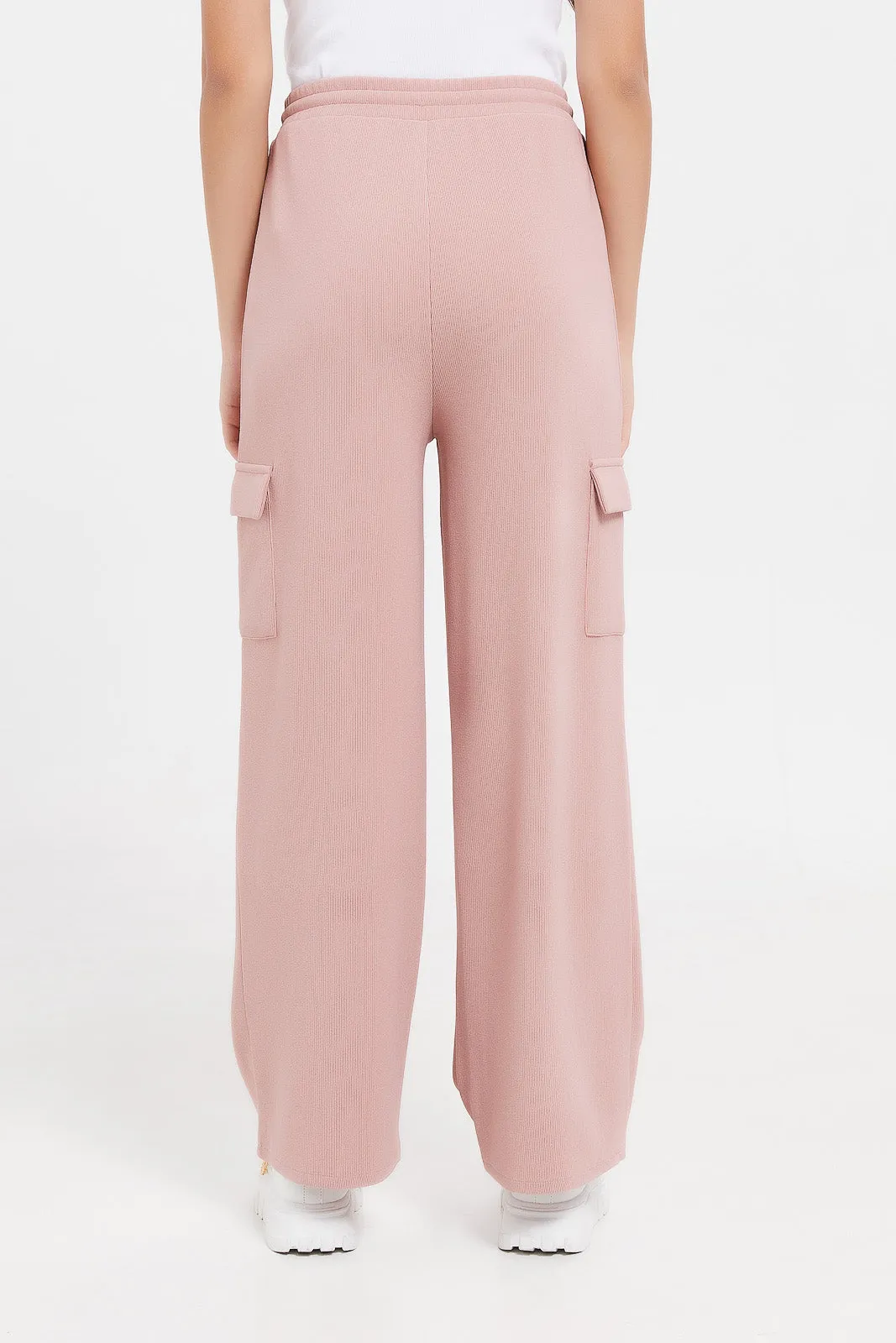 Senior Girls Pink Wide leg Pants With Cargo Pocket