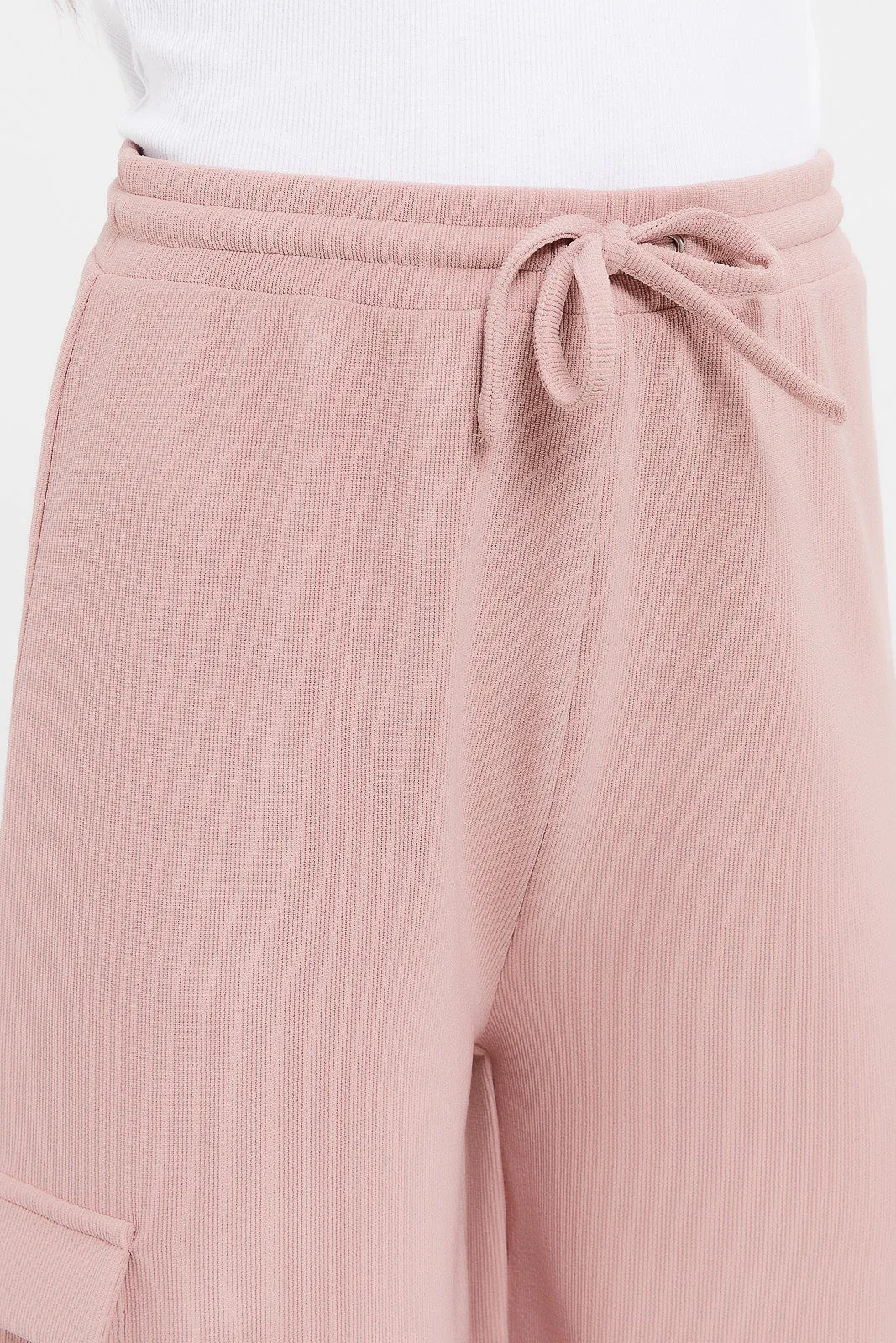 Senior Girls Pink Wide leg Pants With Cargo Pocket