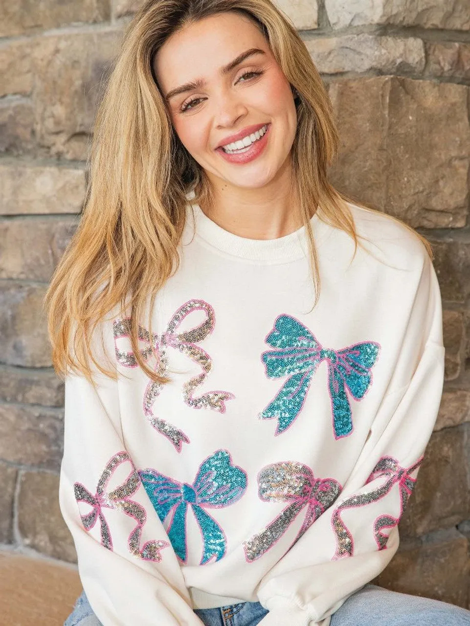 Simply Southern Sequin Ribbons Sweater