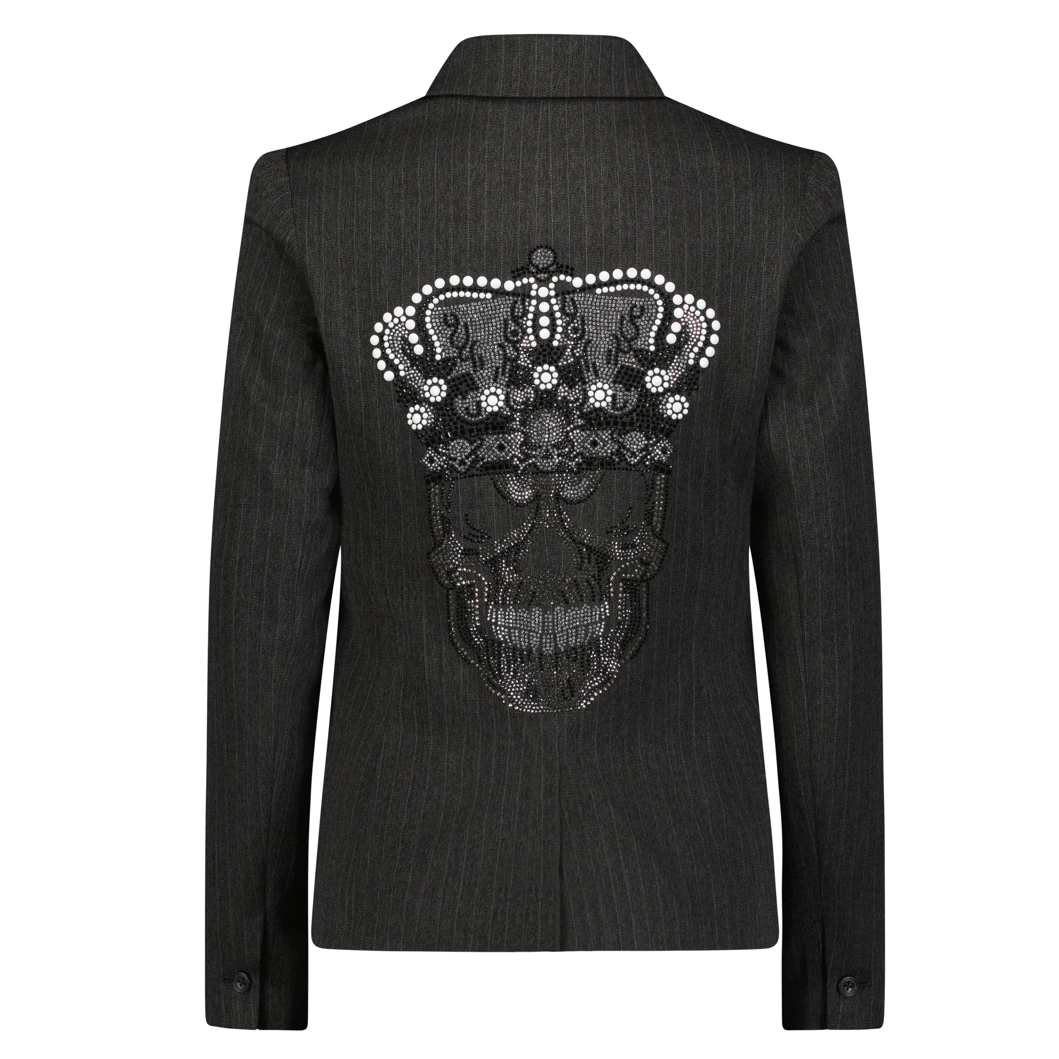 Skull Crown Pinstripe Blazer - Charcoal