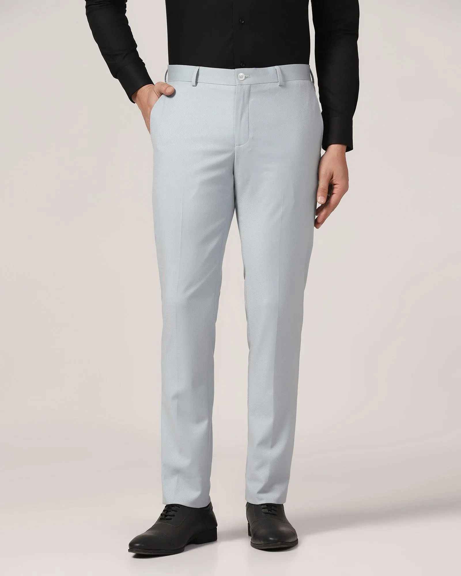 Slim Fit B-91 Formal Blue Textured Trouser - Adler