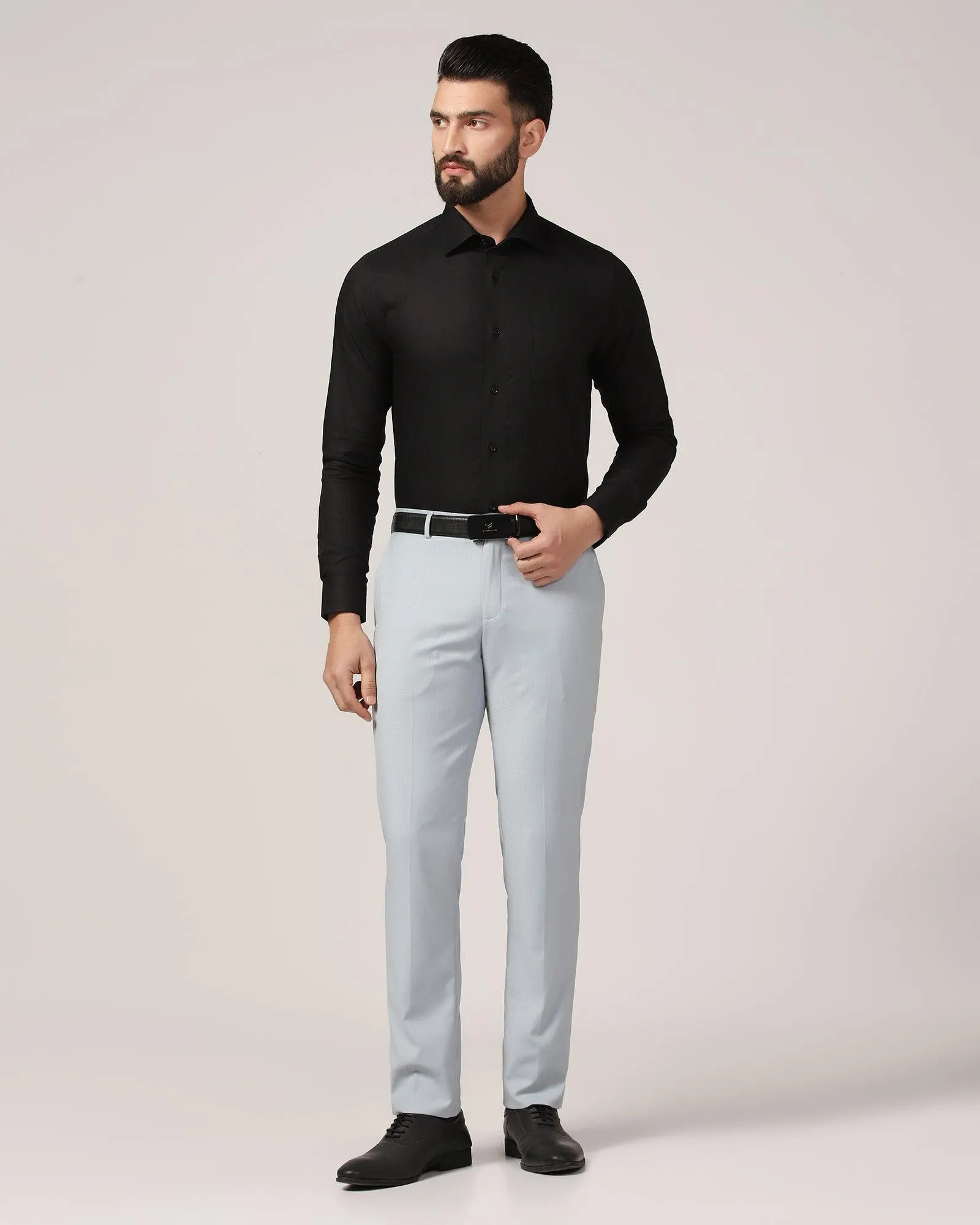 Slim Fit B-91 Formal Blue Textured Trouser - Adler