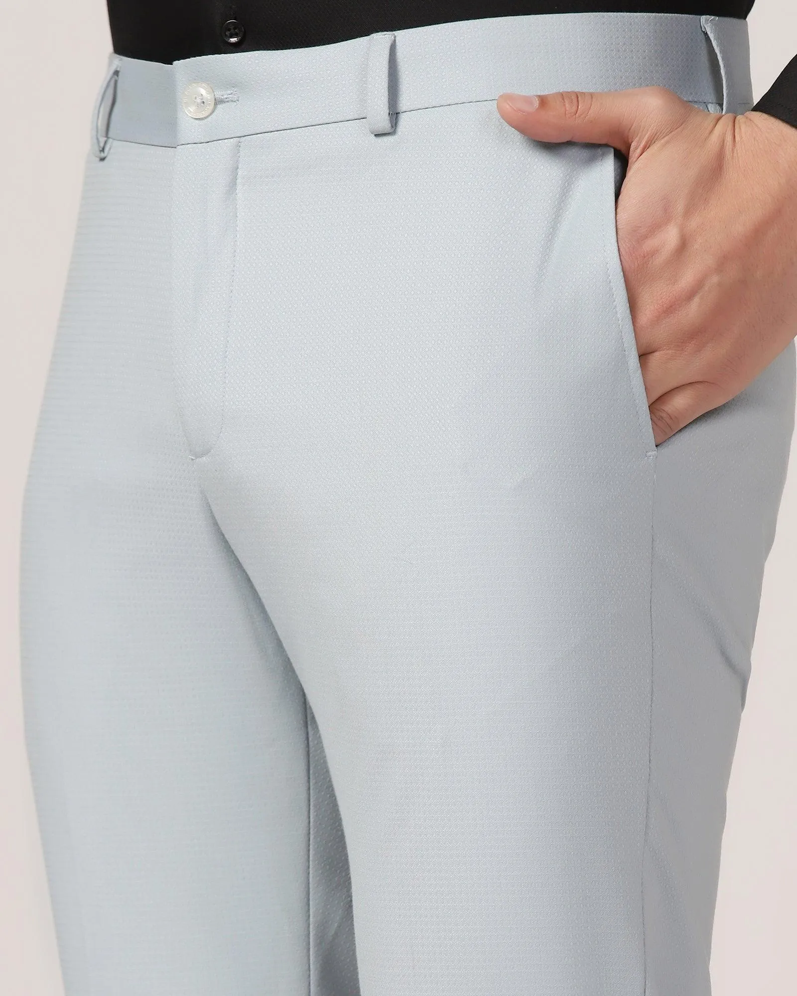 Slim Fit B-91 Formal Blue Textured Trouser - Adler