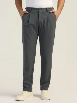 Sneaker Fit Petrol Blue Textured Pant - Carens