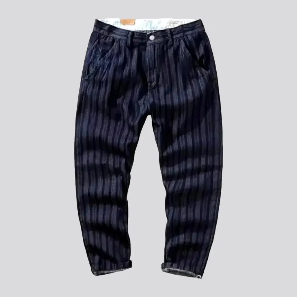 Street dark-blue men's jeans pants