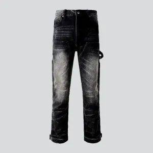 Street men's black jeans