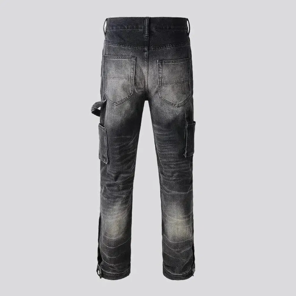 Street men's black jeans