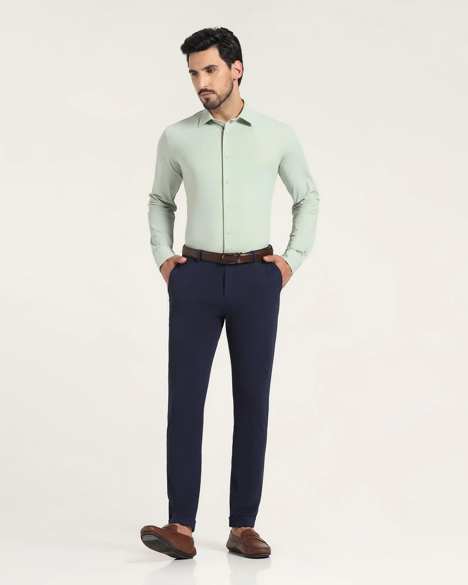 TechPro Super Slim Phoenix Formal Navy Textured Trouser - Sol