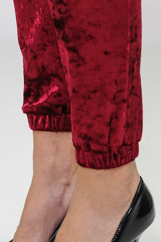 TEEK - BURGUNDY SOLID ICE VELVET JOGGERS PANTS