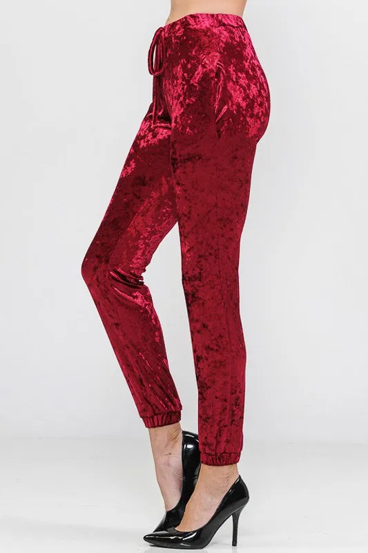 TEEK - BURGUNDY SOLID ICE VELVET JOGGERS PANTS