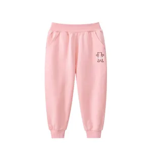 Toddler/Kid Girl's Pink Sweatpants with Bear Design