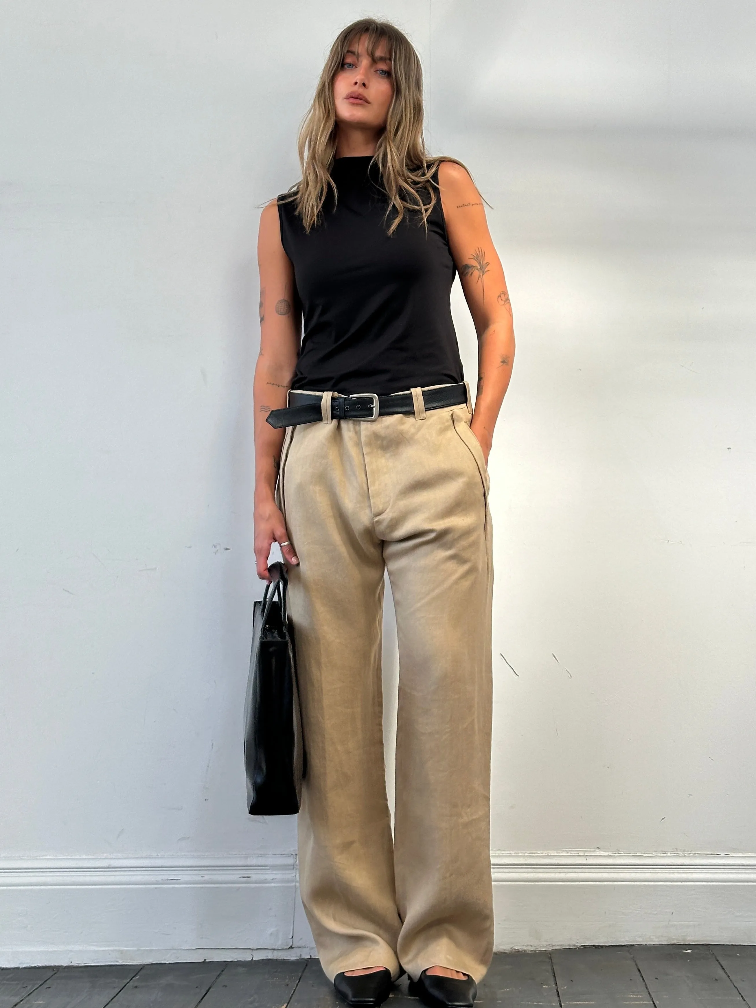 Versace Pure Ramie Straight Leg Trousers - W34