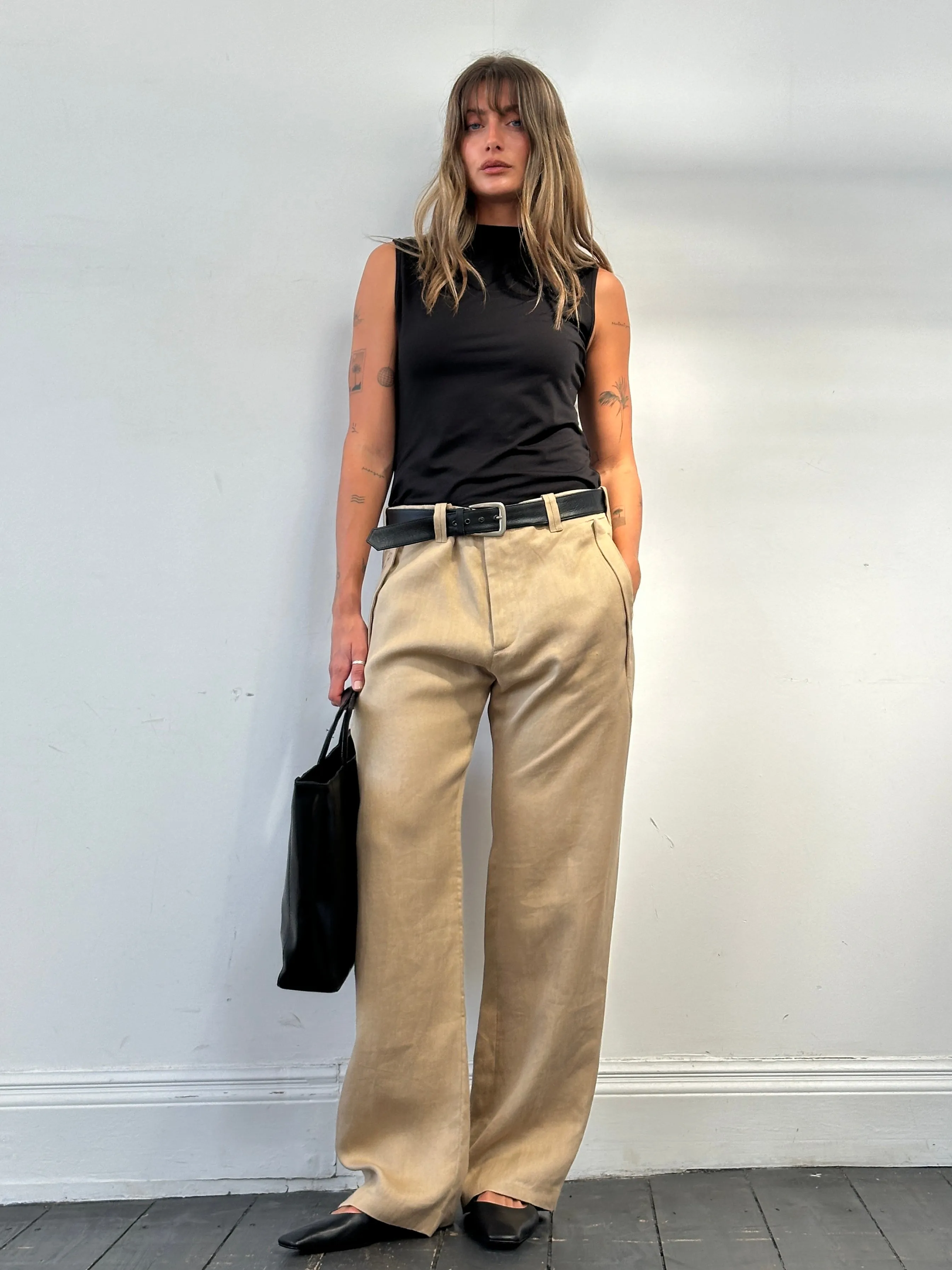 Versace Pure Ramie Straight Leg Trousers - W34