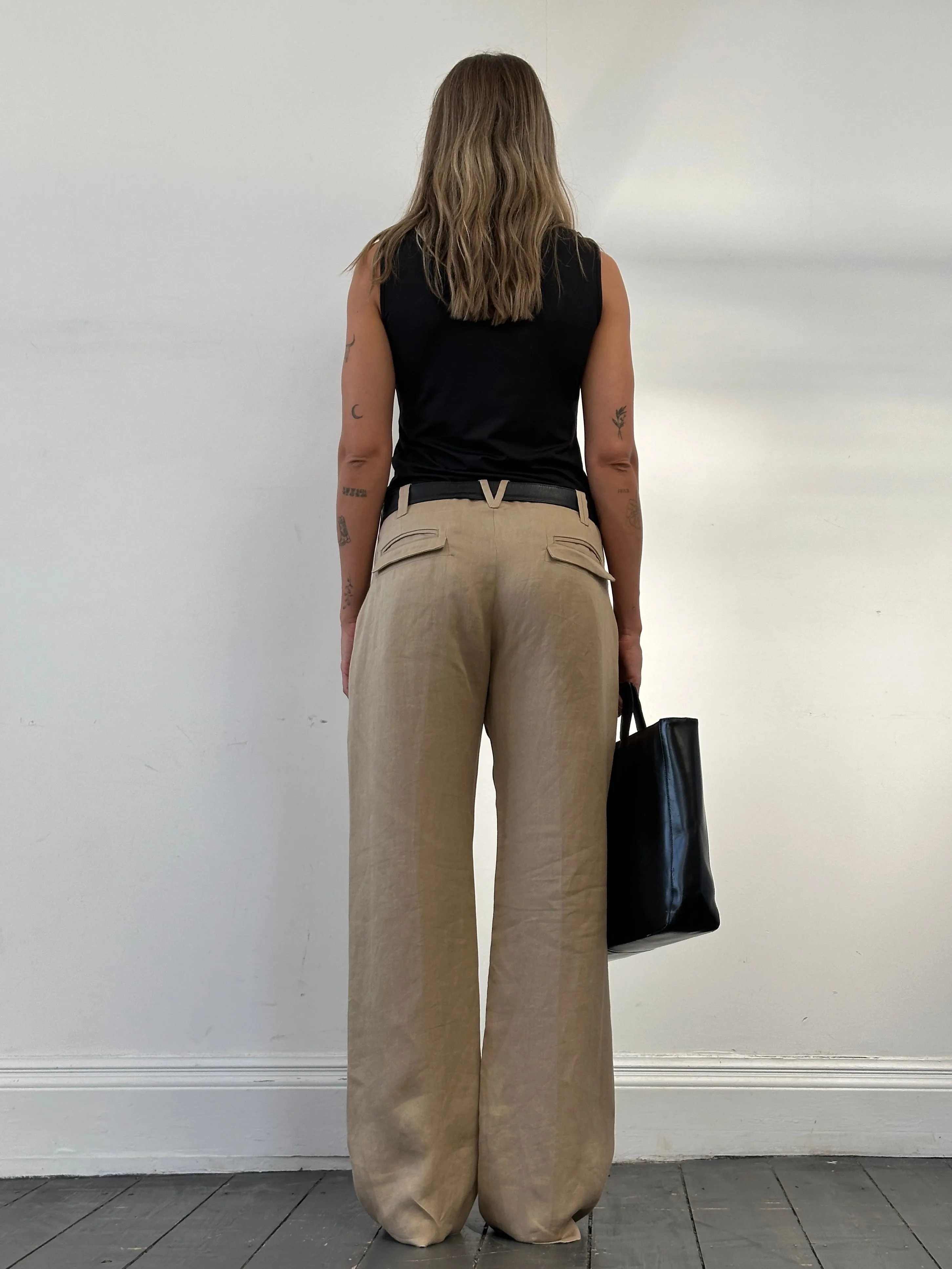 Versace Pure Ramie Straight Leg Trousers - W34