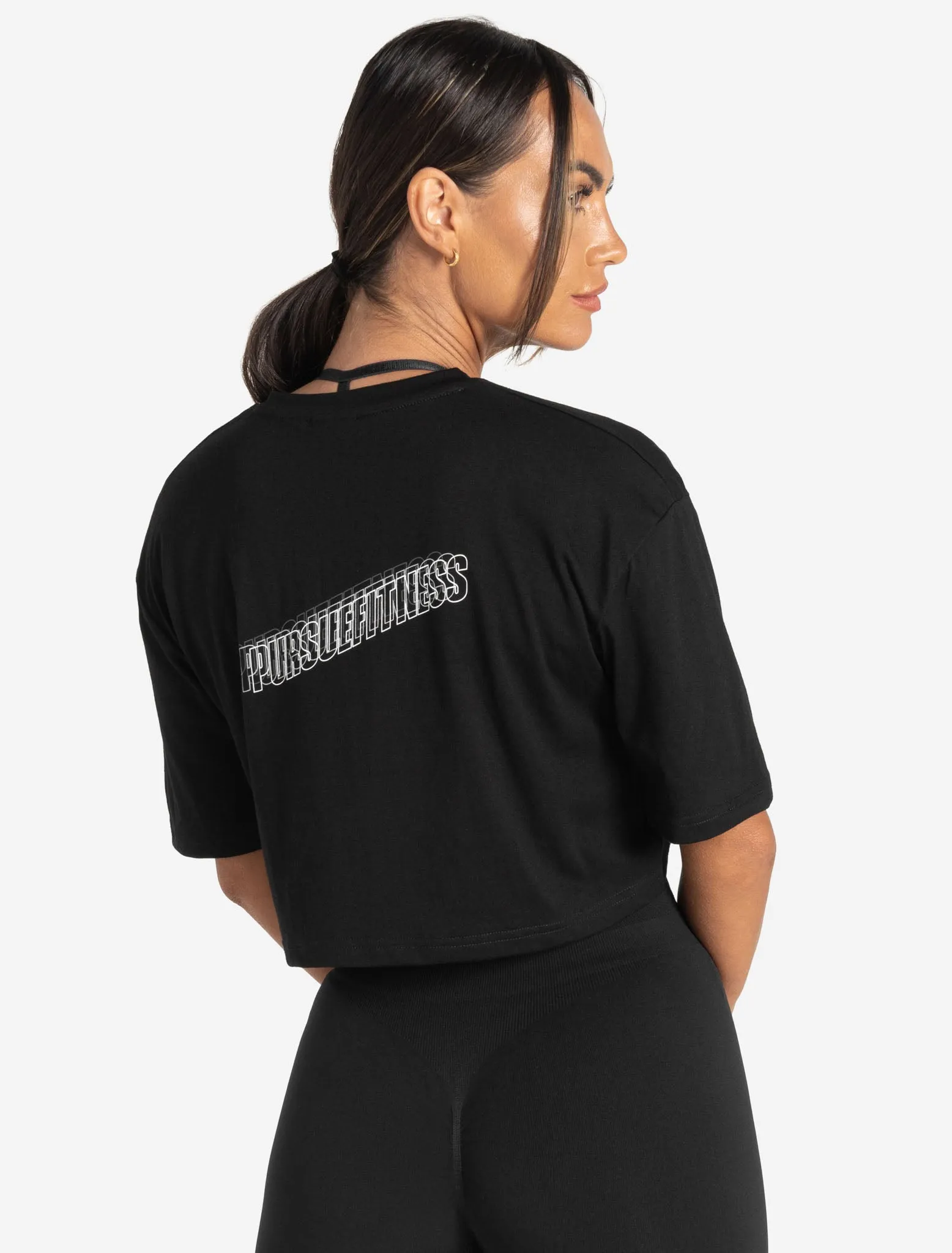 Wave Crop T-Shirt - Black