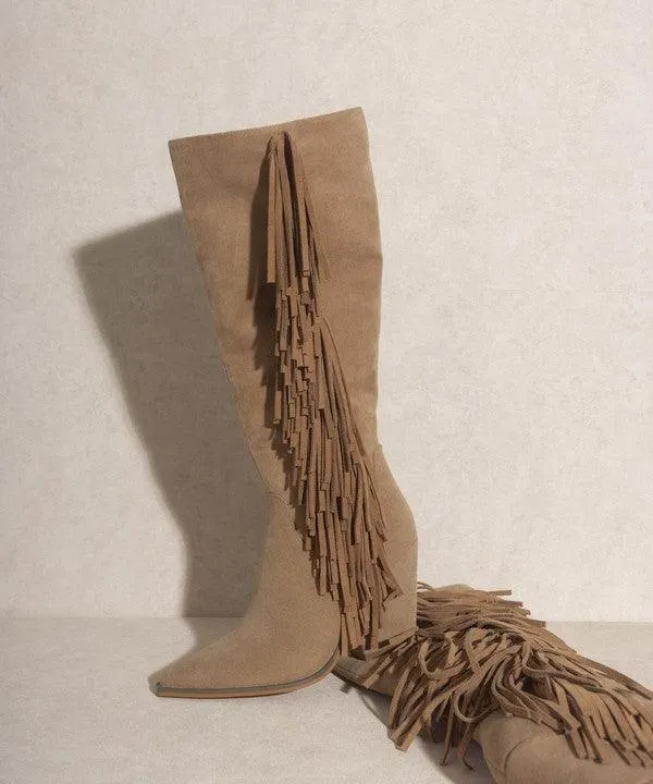 Way Out West Knee-High Fringe Boots