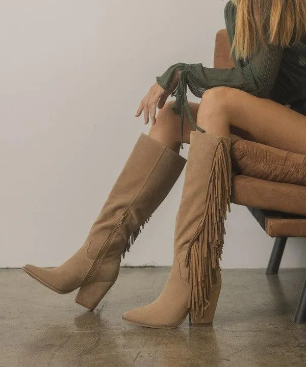 Way Out West Knee-High Fringe Boots