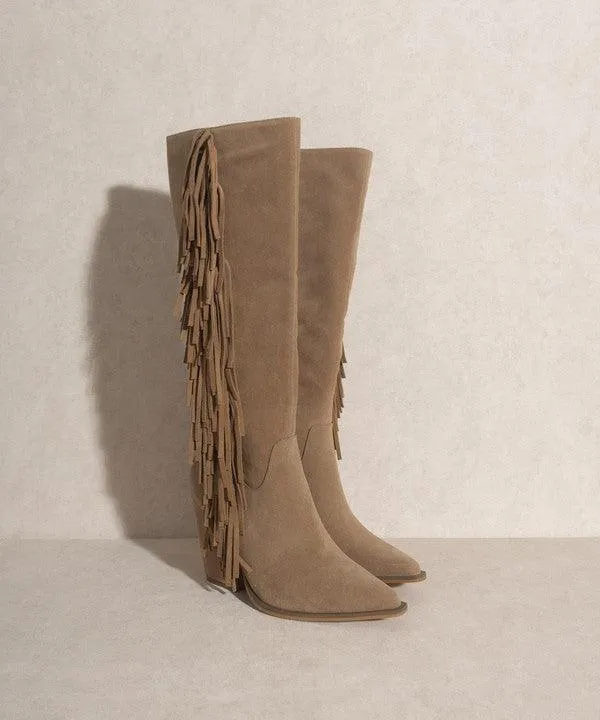 Way Out West Knee-High Fringe Boots