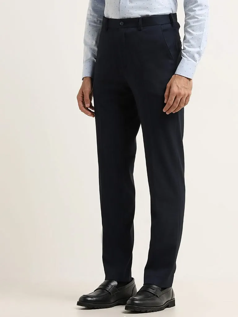 WES Formals Navy Slim Fit Trousers