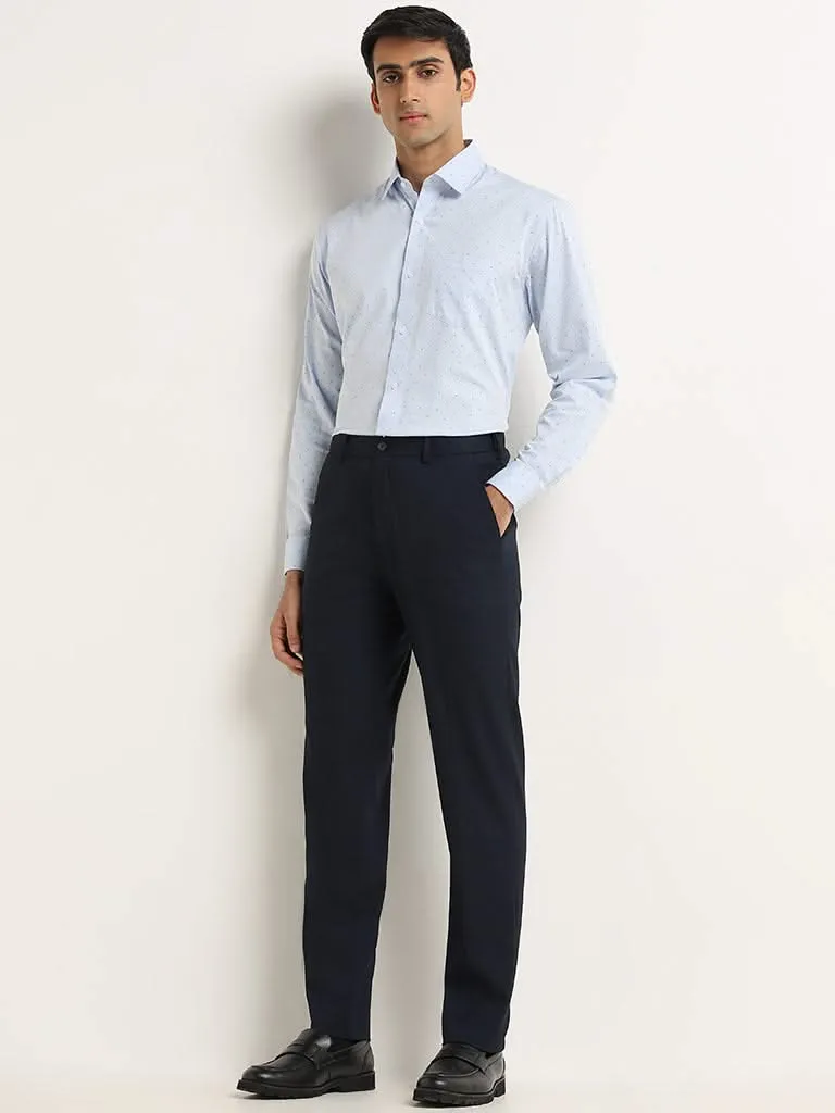 WES Formals Navy Slim Fit Trousers