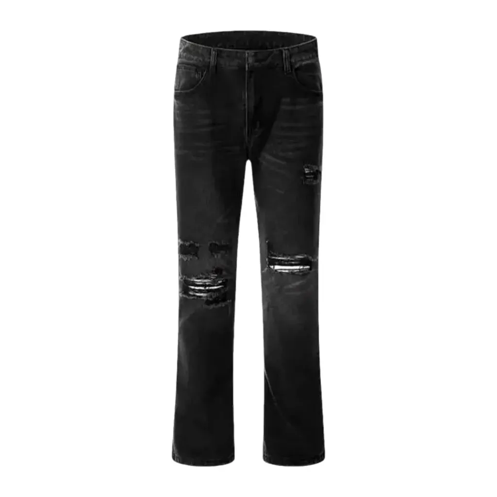 Whiskered mid rise slim men's jeans