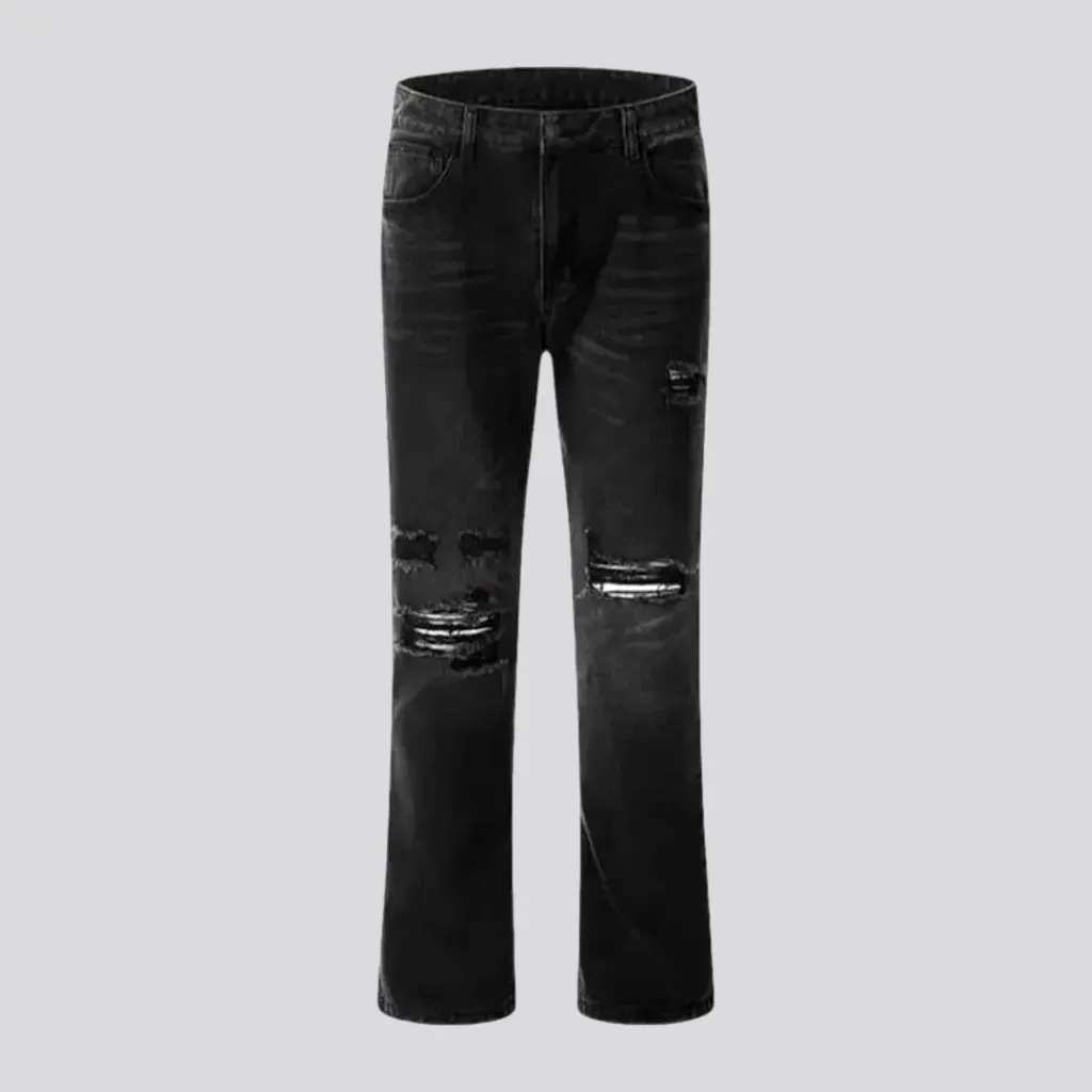 Whiskered mid rise slim men's jeans