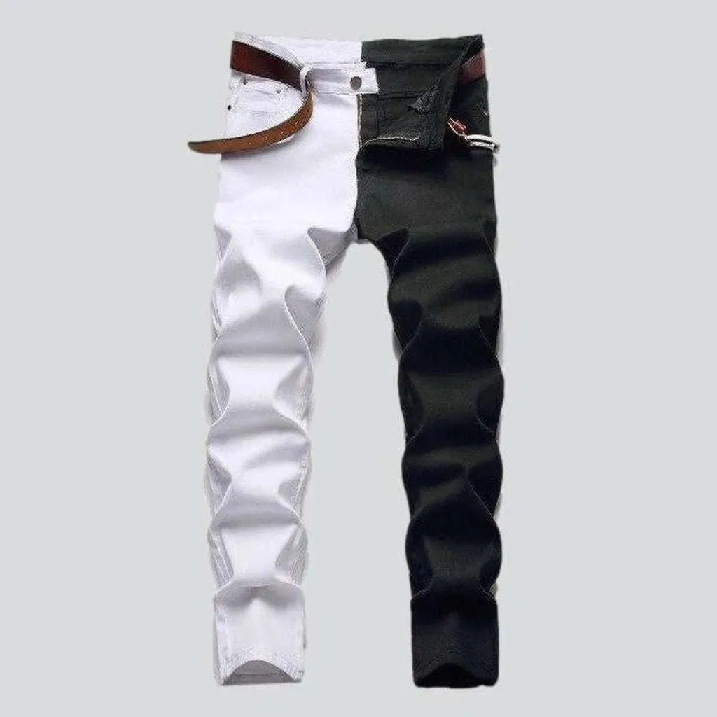 White black slim men's jeans