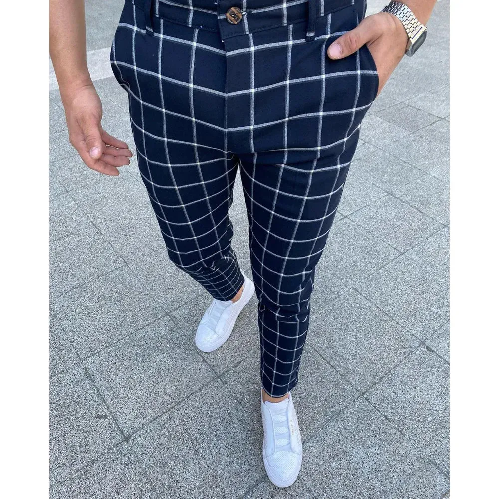 Wiaofellas  -  Business Casual Men's Long Pants Retro Fashion Straight Leg Pants Men's Fashionable Temperament Office Suit Pants MA2