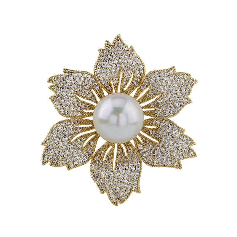 Women's Bright Pearl Luxury Bauhinia Brooch