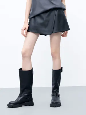 Wrap PU Leather Shorts