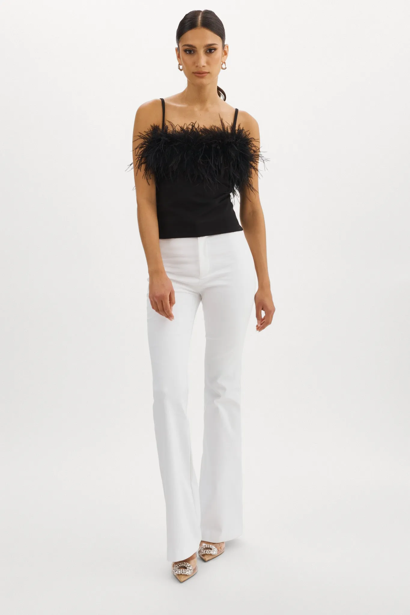 YARINA Feather Trimmed Top